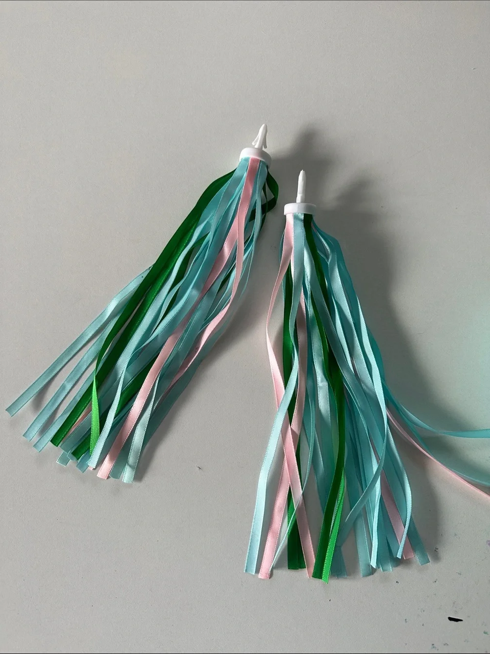 Kids Mint Green Woven Bike Basket with Matching Streamer Tassels